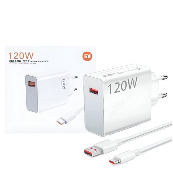 Original Xiaomi Branded 120w Eu Plug Qc 3.0 Fast Quick Wall Charger With Cable