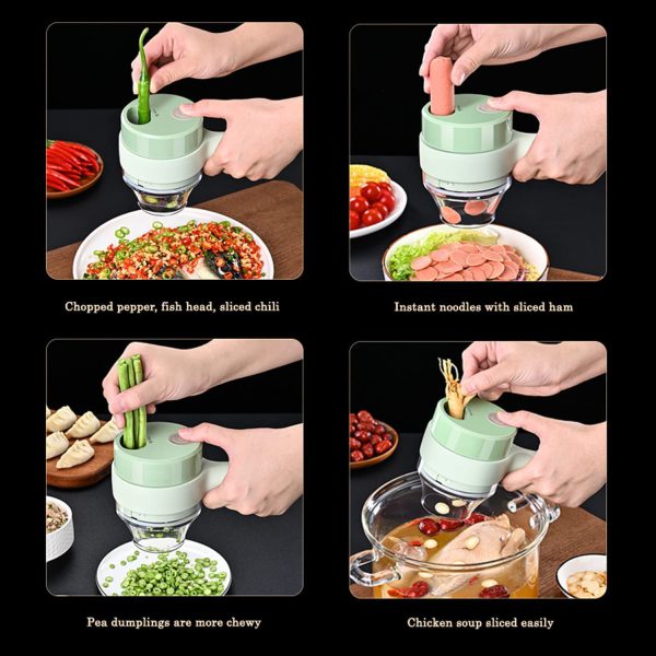 5 In 1 Handheld Hammer Electric Vegetable Cutter Set Mini Wireless Food Choppers Garlic Vegetable Chopper Slicer Machine 